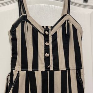 Moon River Black & Cream Striped Romper - Size XS